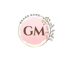 Initial GM feminine logo. Usable for Nature, Salon, Spa, Cosmetic and Beauty Logos. Flat Vector Logo Design Template Element.