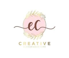 Initial EC feminine logo. Usable for Nature, Salon, Spa, Cosmetic and Beauty Logos. Flat Vector Logo Design Template Element.
