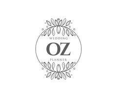 colección de logotipos de monograma de boda con letras iniciales de oz, plantillas florales y minimalistas modernas dibujadas a mano para tarjetas de invitación, guardar la fecha, identidad elegante para restaurante, boutique, café en vector