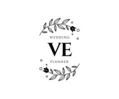 VE Initials letter Wedding monogram logos collection, hand drawn modern minimalistic and floral templates for Invitation cards, Save the Date, elegant identity for restaurant, boutique, cafe in vector