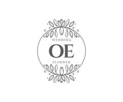 OE Initials letter Wedding monogram logos collection, hand drawn modern minimalistic and floral templates for Invitation cards, Save the Date, elegant identity for restaurant, boutique, cafe in vector