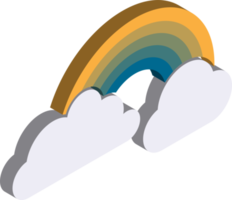 ilustración de nubes y arco iris en estilo isométrico 3d png