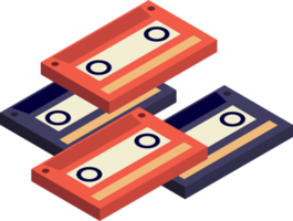 ilustración de cinta de casete en estilo isométrico 3d png