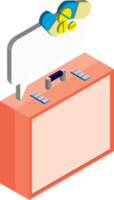 bag and hospital illustration in 3D isometric style png