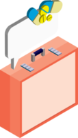 illustration de sac et d'hôpital dans un style isométrique 3d png