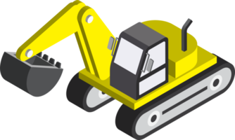 excavator illustration in 3D isometric style png