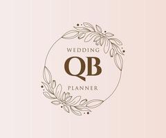 QB Initials letter Wedding monogram logos collection, hand drawn modern minimalistic and floral templates for Invitation cards, Save the Date, elegant identity for restaurant, boutique, cafe in vector