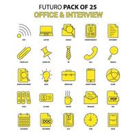 Office and Interview Icon Set Yellow Futuro Latest Design icon Pack vector