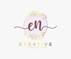 Initial EN feminine logo. Usable for Nature, Salon, Spa, Cosmetic and Beauty Logos. Flat Vector Logo Design Template Element.