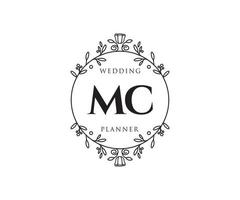 MC Initials letter Wedding monogram logos collection, hand drawn modern minimalistic and floral templates for Invitation cards, Save the Date, elegant identity for restaurant, boutique, cafe in vector