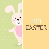 feliz plantilla de tarjeta de felicitación de Pascua. conejito lindo. estilo de dibujos animados vector
