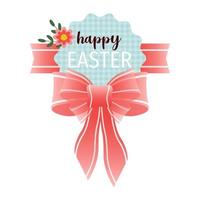Happy Easter gift tag and label with cute cartoon bow and flower vector