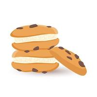Cute chocolate chip cookies isolated on white vector