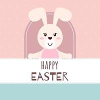 Happy Easter greeting card template. Cute bunny. Cartoon style. vector