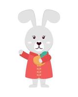 Rabbit in traditional Chinese dress vector