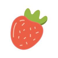 Ripe red strawberry flat icon vector