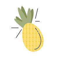 linda ilustración de dibujos animados de vectores de piña, aislada en fondo blanco.