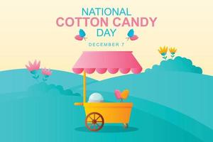 National Cotton Candy Day background. Design with gradient cotton candy cart. vector