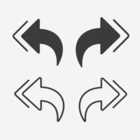 forward, previous, next, arrow icon vector set. arrow, direction symbol sign