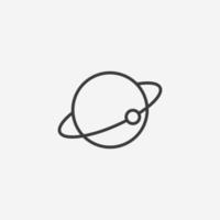 planeta, planeta saturno con sistema de anillos planetarios, vector de icono plano de astronomía