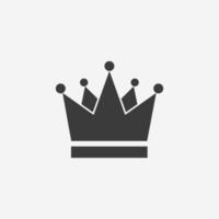 corona, reina, rey, icono de vector real estilo plano aislado