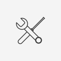 setting icon vector. screwdriver, spanner, wrench symbol sign vector