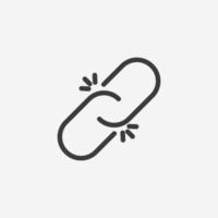 Hyperlink, disconnect, link, chain, unlink icon vector isolated sign symbol