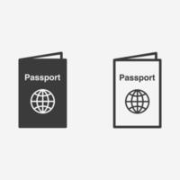 pasaporte, conjunto de documentos icono vector aislado estilo plano