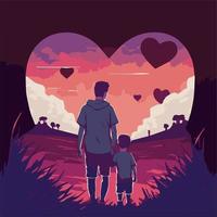 Father and daughter, family love illustration