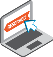 reservation by laptop illustration in 3D isometric style png