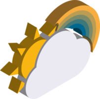 nuages et illustration arc-en-ciel dans un style isométrique 3d png