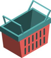 shopping basket illustration in 3D isometric style png