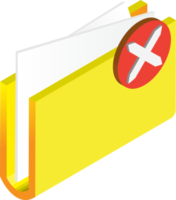 folder and wrong mark illustration in 3D isometric style png