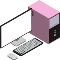 illustration d'ordinateur de bureau dans un style isométrique 3d png