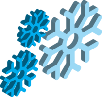 schnee- und schneeflockenillustration im isometrischen stil 3d png