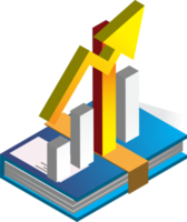 voorraad grafieken en boeken illustratie in 3d isometrische stijl png