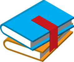 stack of books illustration in 3D isometric style png