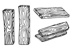 tableros, barras, losas, listones. esquema de dibujo a mano. objetos vectoriales aislados sobre un fondo blanco. un boceto con rotulador, tinta sobre papel. vector