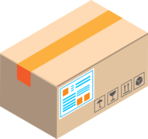 ilustración de caja de paquete en estilo isométrico 3d png
