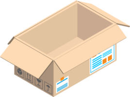 open parcel box illustration in 3D isometric style png