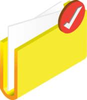 Folder and checkmark illustration in 3D isometric style png