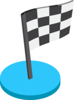 illustration de drapeau de course dans un style isométrique 3d png