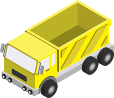 Yellow truck trailer illustration in 3D isometric style png