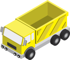 gelbe lkw-anhängerillustration im isometrischen stil 3d png