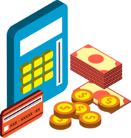 ilustración de tarjeta de crédito y finanzas en estilo isométrico 3d png