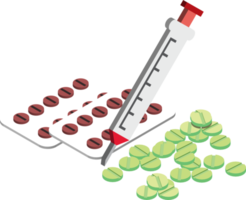 pillen en injectiespuiten illustratie in 3d isometrische stijl png