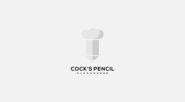 Cock's pencil vector logo design template