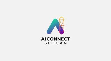 Initial lowercase letter ai connect logo design vector