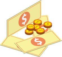 pile of money illustration in 3D isometric style png