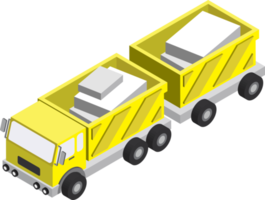 ilustración de remolque de camión amarillo en estilo isométrico 3d png